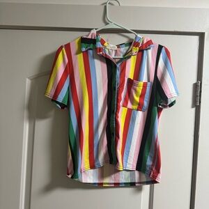 Ivy Rose colorful stripped collared button up top!